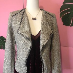 Fringe-Edge Deconstructed Tweed Blazer